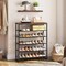 Space-Saving Shoe Rack with Wooden Top, Metal Shelves, Adjustable Feet